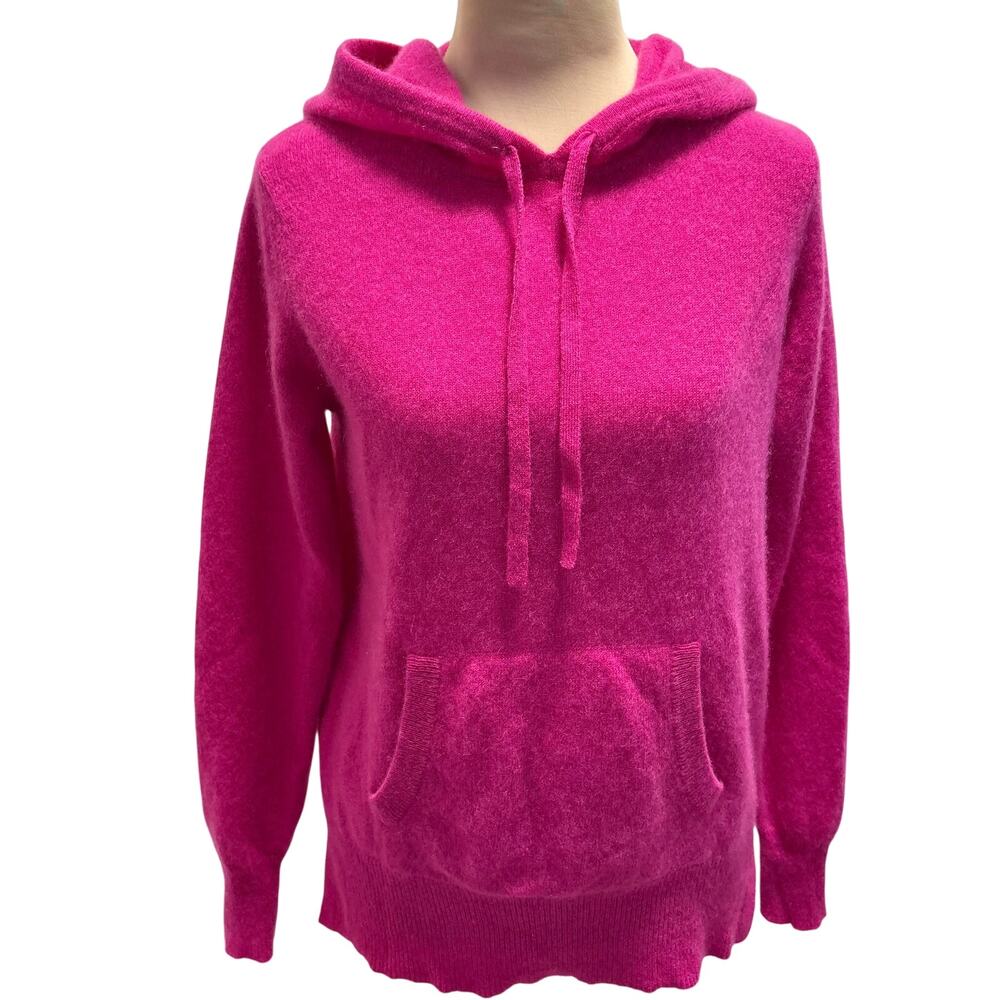 Saks 5th Avenue 100% Cashmere Hoodie Sweater Magenta Pink